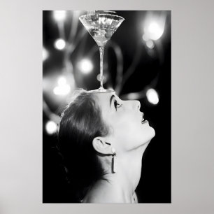 Vintage Martini Photo Print, Woman with Cocktail Poster