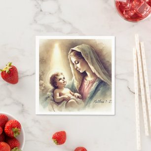 Vintage Mary & Baby Jesus Nativity Decoupage Napkin