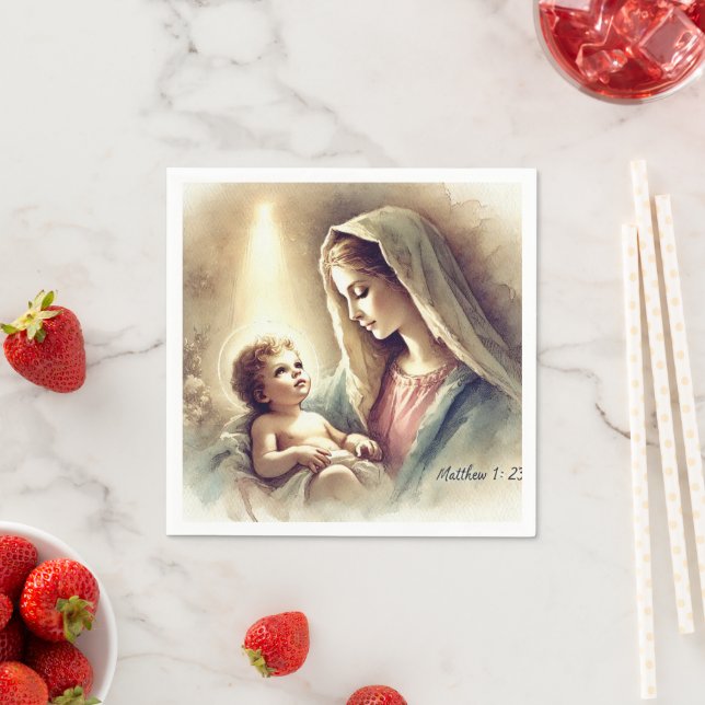 Vintage Mary & Baby Jesus Nativity Decoupage Napkin (Insitu)