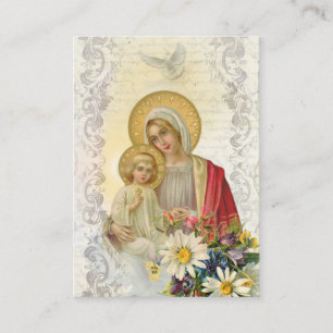 Vintage Mary Jesus Memorare Prayer Holy Card