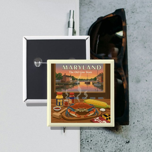  Vintage Maryland 2 Inch Square Button (Creator Uploaded)