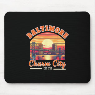 Vintage Maryland Ltimore Charm City Trip Retro Sky Mouse Pad