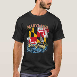 Vintage Maryland MD State Flag Retro T-Shirt