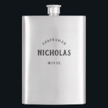 Vintage Masculine | Personalized Groomsman Gift Hip Flask<br><div class="desc">This stylish,  classic look flask makes the perfect groomsman gift for your wedding! His name appears in black,  vintage style text,  along with his title for the wedding as well as the date,  for a keepsake he'll love.</div>