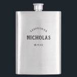 Vintage Masculine | Personalized Groomsman Gift Hip Flask<br><div class="desc">This stylish,  classic look flask makes the perfect groomsman gift for your wedding! His name appears in black,  vintage style text,  along with his title for the wedding as well as the date,  for a keepsake he'll love.</div>
