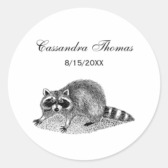 Vintage Masked Raccoon Classic Round Sticker (Front)