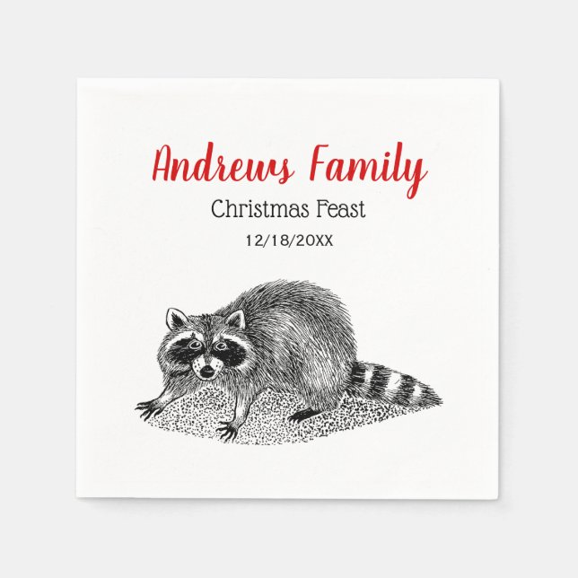 Vintage Masked Raccoon Napkin (Front)