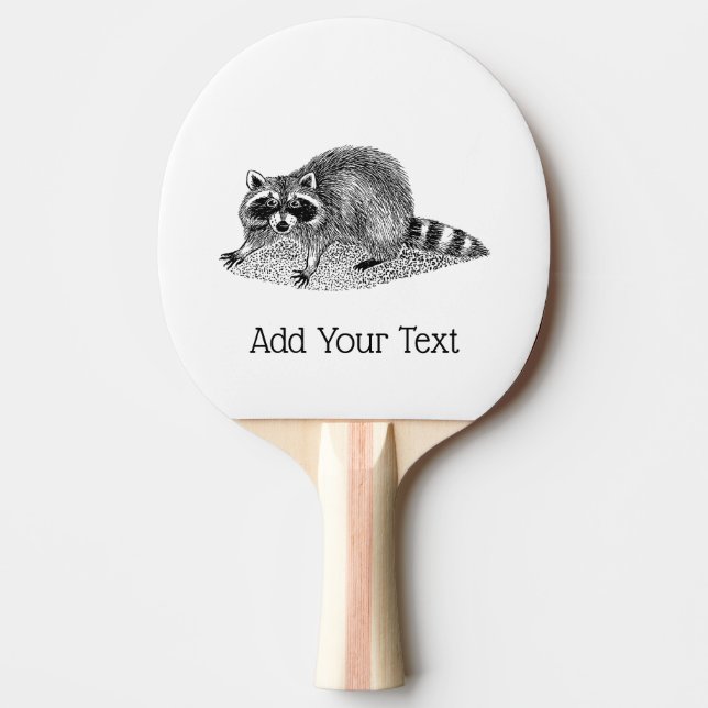 Vintage Masked Raccoon Ping Pong Paddle (Front)