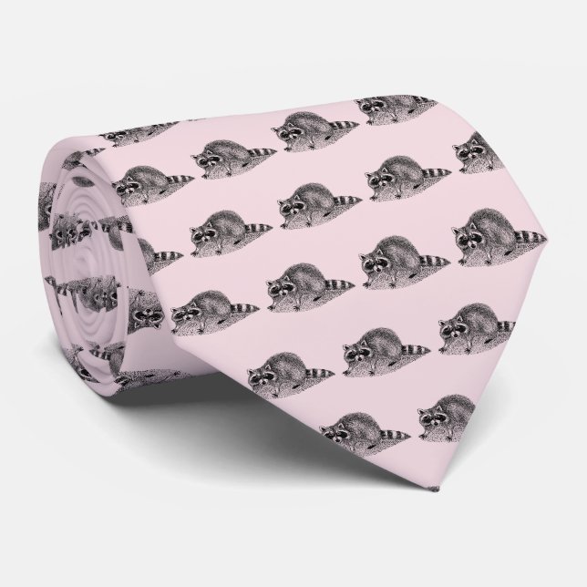 Vintage Masked Raccoon Tie (Rolled)