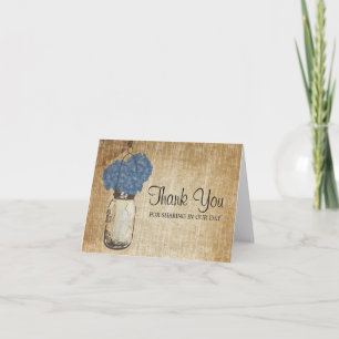Vintage Mason Jar and Hydrangeas Thank You Card