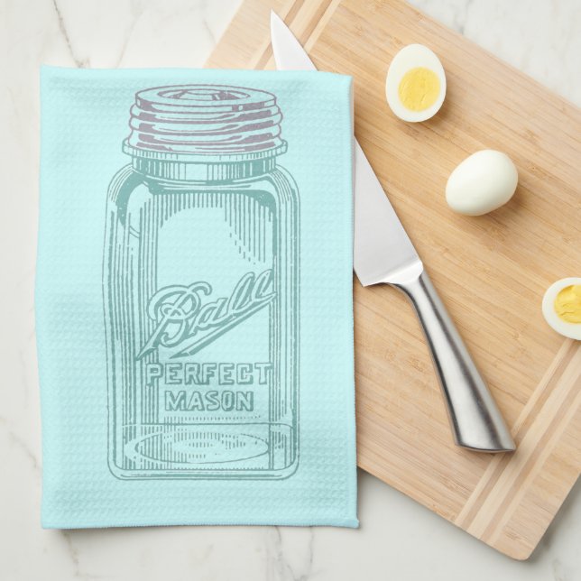 Vintage Mason Jar (Customize your Kitchen Colours) Towel (Quarter Fold)