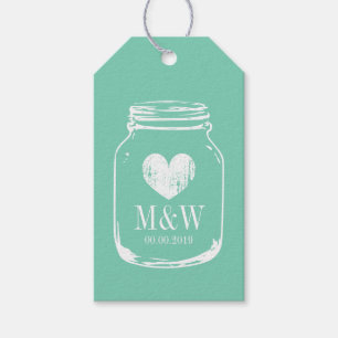 Vintage mason jar gift tags for wedding favours