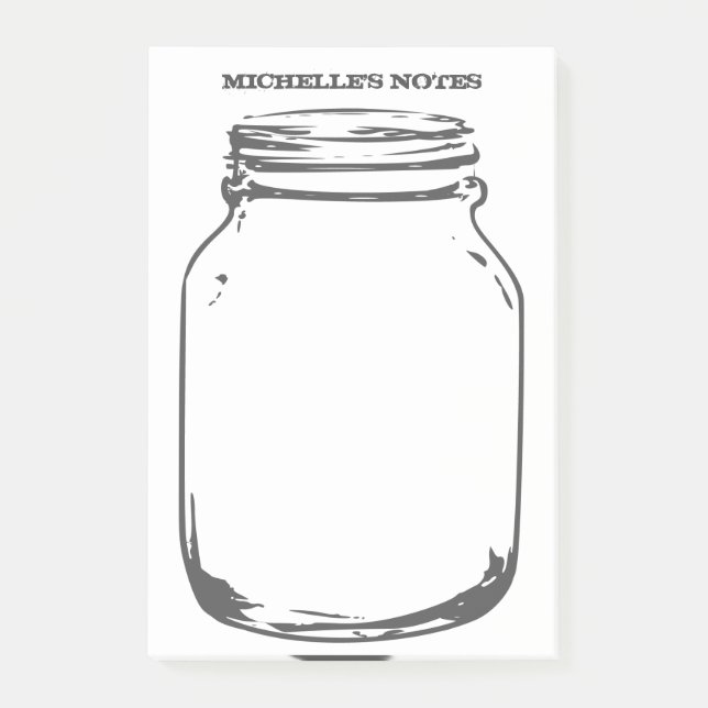 Vintage mason jar Personalized Post-it® notes (Front)