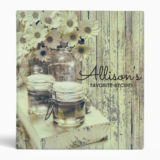 Vintage Mason Jar with Sunflowers Binder (Front)