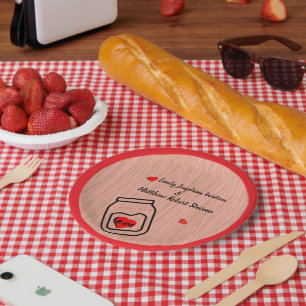Vintage mason jar wood grain theme paper plate