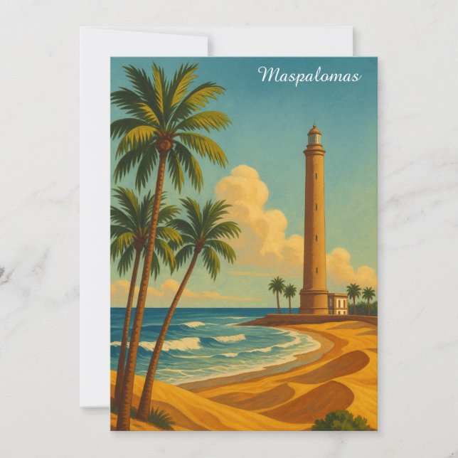 Vintage Maspalomas Meloneras Beach Gran Canaria Card (Front)