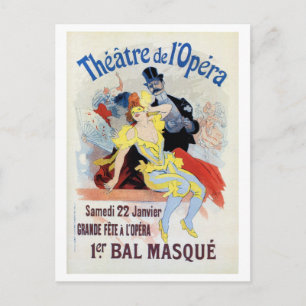 Vintage masquerade ball in the Opera Chéret Postcard