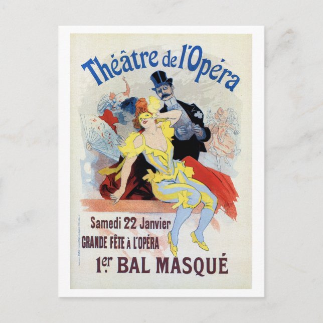 Vintage masquerade ball in the Opera Chéret Postcard (Front)