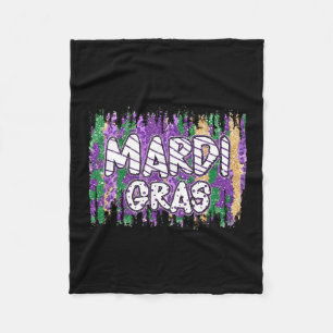 Vintage Masquerade Mardi Gras Groovy Beads Parade Fleece Blanket
