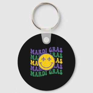 Vintage Masquerade Mardi Gras Groovy Beads Parade  Keychain