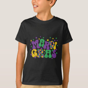 Vintage Masquerade Mardi Gras Groovy Beads Parade T-Shirt