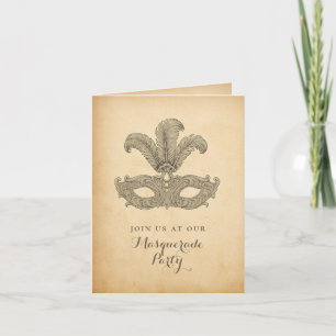 Vintage Masquerade Party Folded Invitation