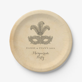 Vintage Masquerade Party Paper Plate