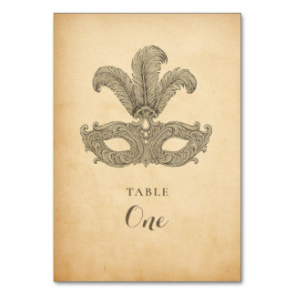 Vintage Masquerade Party Table Number