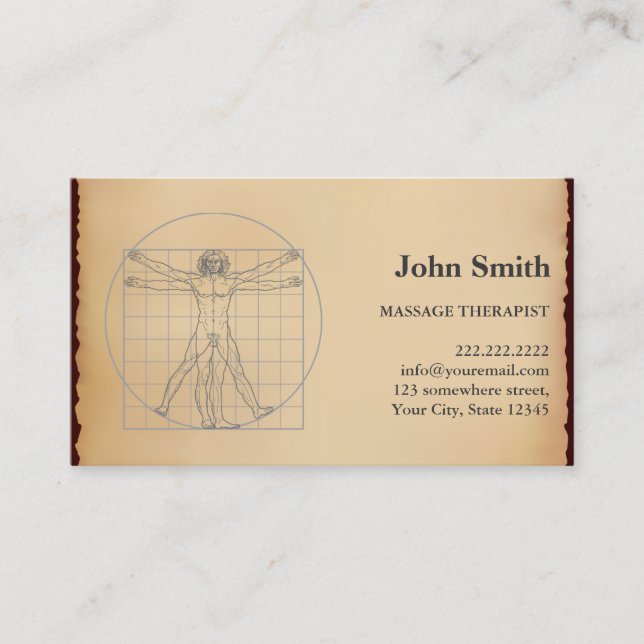 Vintage Massage Therapist Appointment Card (Front)