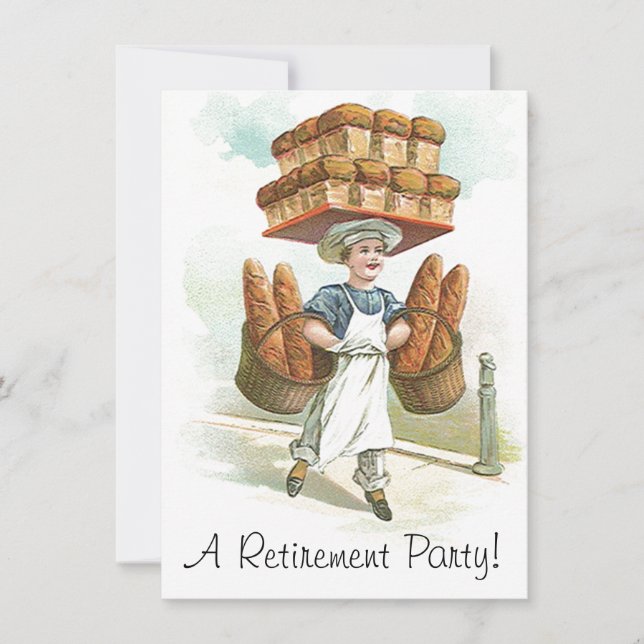 Vintage Master Bakery Baker Retirement Invitations (Front)