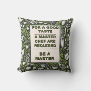 Vintage Master Chef Typography Design Throw Pillow