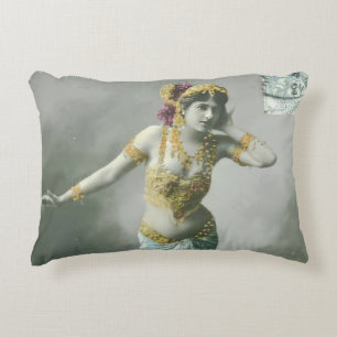 Vintage Mata Hari Postcard Accent Pillow