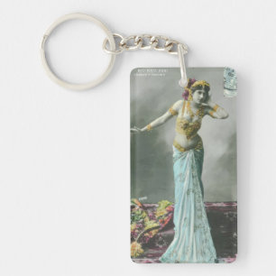 Vintage Mata Hari Postcard Keychain