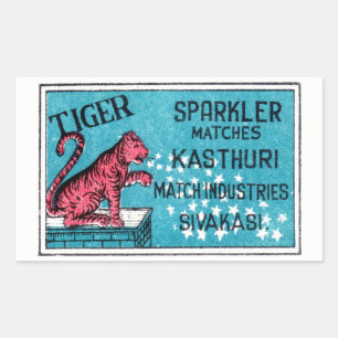 Vintage Match Label- Tiger Sparkler Sticker