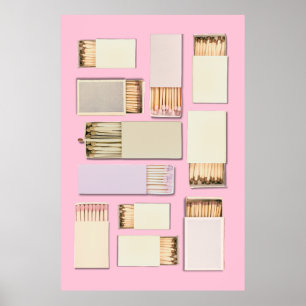 Vintage Matchbox Template Personalize Pink Poster