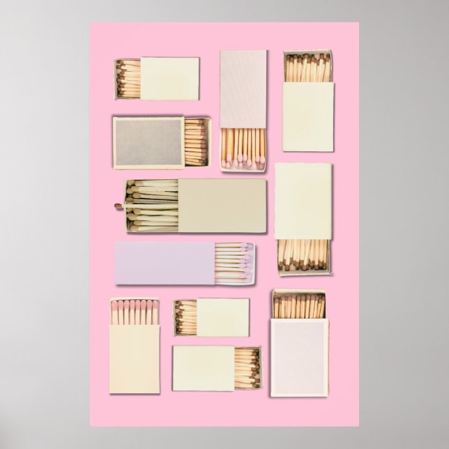 Vintage Matchbox Template Personalize Pink Poster (Front)