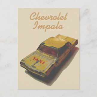 Vintage MatchBox Yellow Cab Postcard