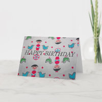 Vintage Material  HAPPY BIRTHDAY Card