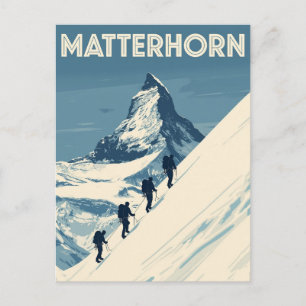 Vintage Matterhorn Swiss Alps Mountaineer Postcard
