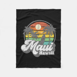 Vintage Maui Hawaii Hawaiian Beach Surfing 70's Su Fleece Blanket