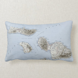 Vintage Maui Hawaii Topographical Map Lumbar Pillow