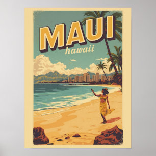Vintage Maui hawaii tropical beach souvenirs gifts Poster