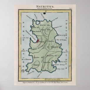 Vintage Mauritius Map (1801) Poster