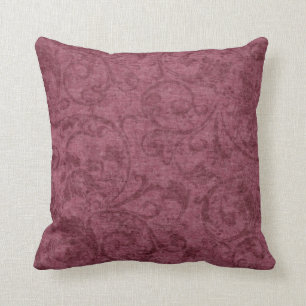 Vintage Mauve Damask Pattern Throw Pillow