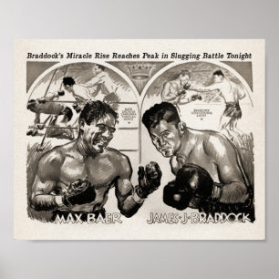 Vintage Max Baer vs James Braddock Poster