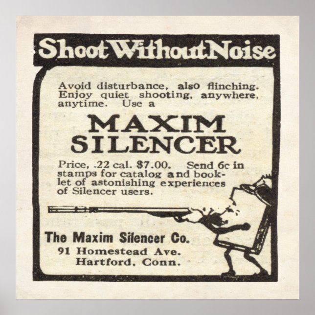 Vintage Maxim Silencer ad from 1920 Poster (Front)