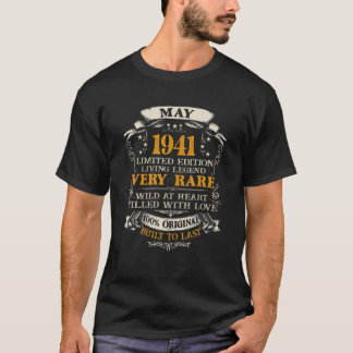 Vintage May 1941 80Th Birthday 80 Years Of Being A T-Shirt