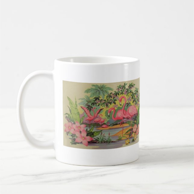 Vintage MCM Flamingos Coffee Mug (Left)
