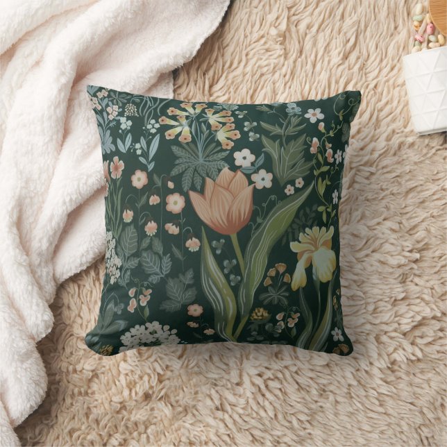 Vintage Meadow Tapestry Throw Pillow (Blanket)