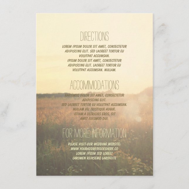 Vintage Meadow Wedding Details - Information Enclosure Card (Front)